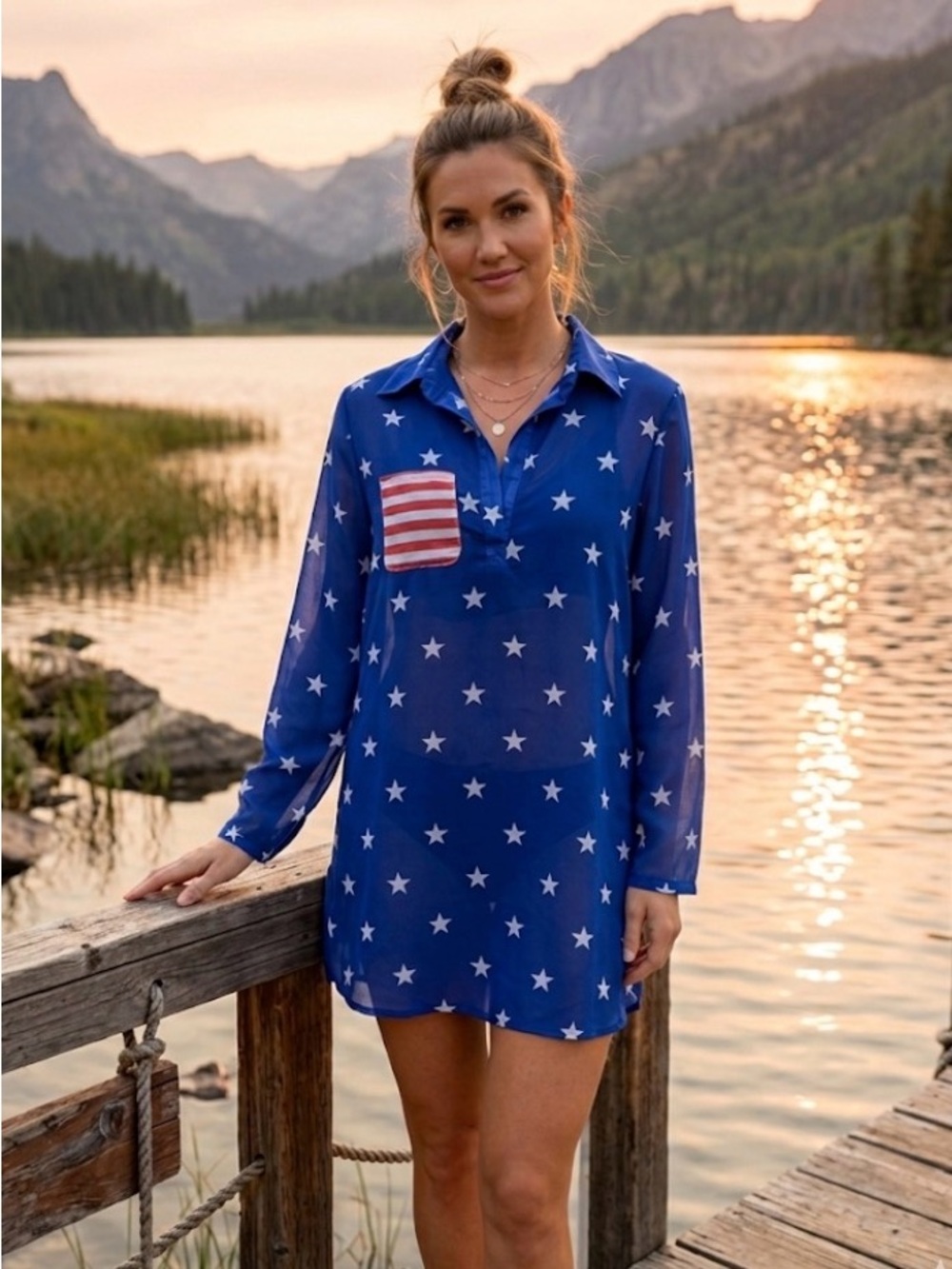 Star Print Beach Shirt